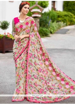 Print Work Faux Georgette Printed Saree