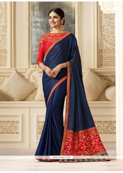 Prachi Desai Navy Blue Classic Saree