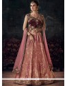 Maroon And Pink Lace Work Lehenga Choli