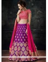 Art Silk Purple Lace Work Lehenga Choli