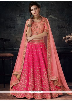 Pink Zari Work Art Silk Lehenga Choli