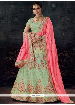 Sea Green Lace Work Lehenga Choli