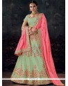 Sea Green Lace Work Lehenga Choli