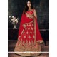 Art Silk Red Embroidered Work Lehenga Choli