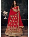 Art Silk Red Embroidered Work Lehenga Choli