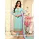 Ayesha Takia Embroidered Work Blue Churidar Designer Suit