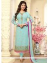 Ayesha Takia Embroidered Work Blue Churidar Designer Suit