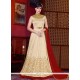 Cream And Red Floor Length Anarkali Suit