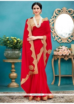 Embroidered Work Faux Georgette Classic Designer Saree