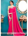 Faux Georgette Hot Pink Classic Saree