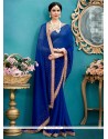 Faux Georgette Navy Blue Classic Saree