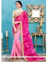 Hot Pink And Pink Designer Half N Half Saree