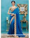 Blue Embroidered Work Classic Designer Saree