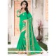 Green Patch Border Work Faux Georgette Saree