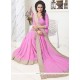 Embroidered Work Pink Faux Georgette Saree