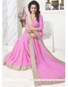 Embroidered Work Pink Faux Georgette Saree