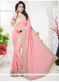 Embroidered Work Faux Georgette Designer Saree