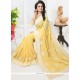 Faux Georgette Yellow Embroidered Work Designer Saree