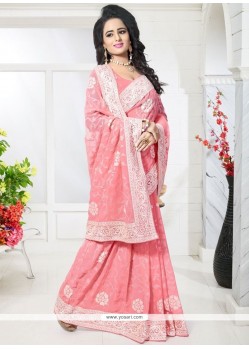 Faux Georgette Pink Classic Designer Saree