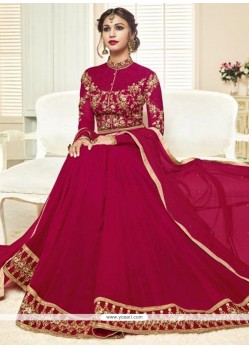 Faux Georgette Embroidered Work Floor Length Anarkali Suit