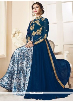 Blue Floor Length Anarkali Suit