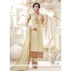 Cream Faux Georgette Designer Straight Suit