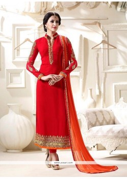 Embroidered Work Faux Georgette Designer Straight Suit