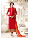 Embroidered Work Faux Georgette Designer Straight Suit