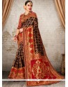 Art Silk Multi Colour Embroidered Work Designer Traditional Saree