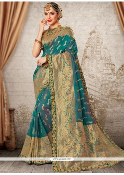 Resham Work Blue Traditional Designer Saree