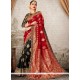 Resham Work Black And Red Traditional Designer Saree