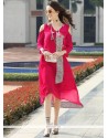 Hot Pink Print Work Party Wear Kurti