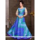 Chanderi Blue Print Work Readymade Gown