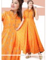 Orange Chanderi Readymade Gown