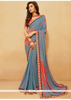 Faux Georgette Grey Classic Saree