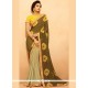 Lace Work Faux Chiffon Designer Half N Half Saree