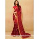 Maroon Faux Chiffon Classic Saree