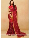 Maroon Faux Chiffon Classic Saree