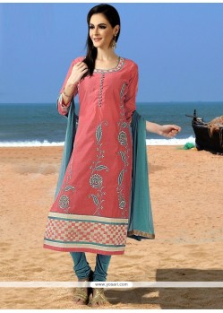 Chanderi Peach Readymade Suit