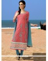 Chanderi Peach Readymade Suit