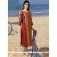 Chanderi Red Embroidered Work Readymade Suit