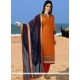 Embroidered Work Orange Readymade Suit