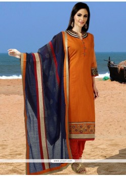 Embroidered Work Orange Readymade Suit