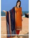 Embroidered Work Orange Readymade Suit