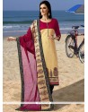 Embroidered Work Chanderi Beige Readymade Suit