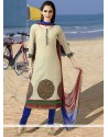 Embroidered Work Beige Cotton Readymade Suit