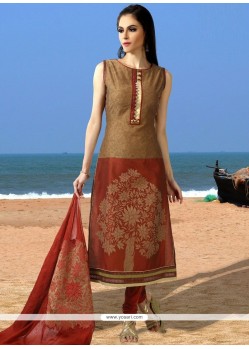 Embroidered Work Chanderi Readymade Suit