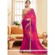 Faux Georgette Hot Pink Embroidered Work Saree