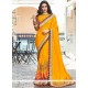 Satin Silk Orange Patch Border Work Designer Traditional Saree