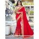 Art Silk Red Patch Border Work Traditional Saree